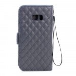 Wholesale Samsung Galaxy S6 Edge Plus Quilted Flip Leather Wallet Case with Strap (Black)